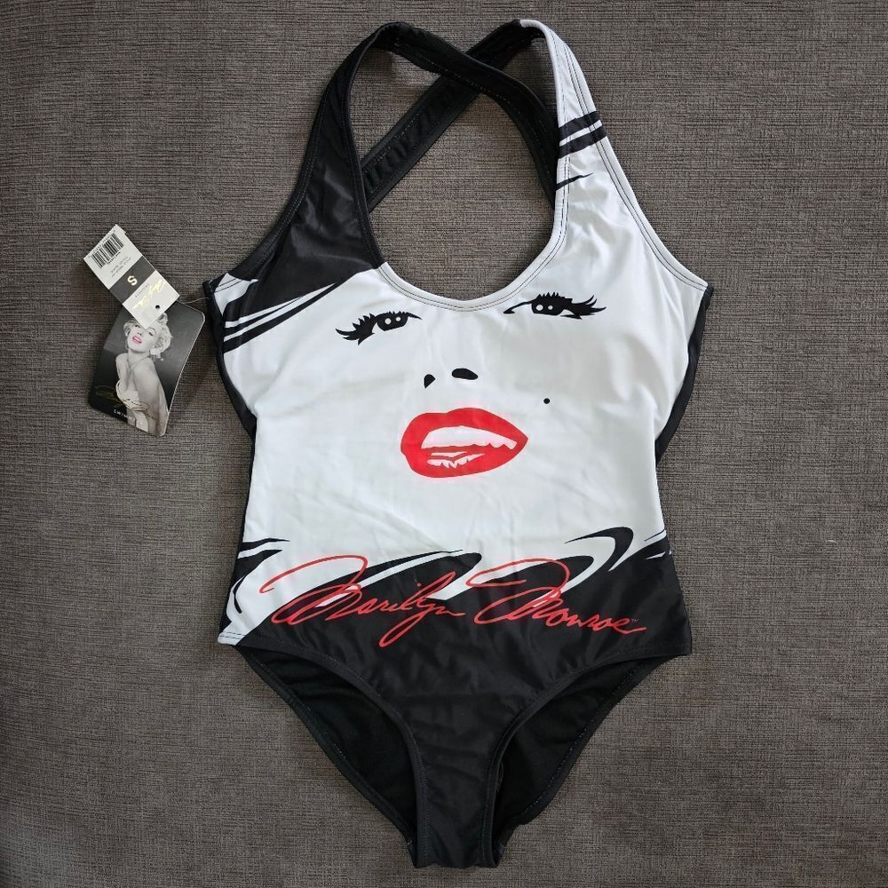 Marilyn Monroe small black and white timeless beauty homage One Piece Swimsuit